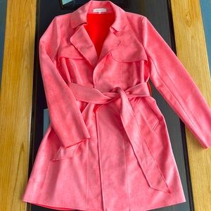 Super cute fake suede coat with belt, used twice